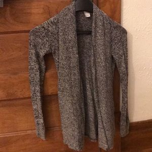 Black/Gray Knit Open Cardigan Sweater